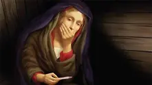 Дева Мария с тест за бременност в плакат на църква в Нова Зеландия