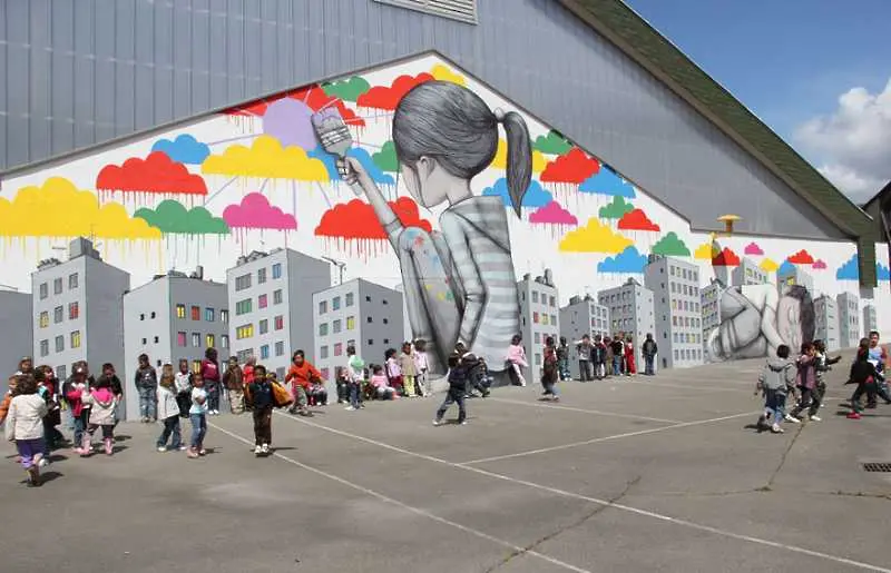 Френски уличен артист, претворява скучни сгради в произведения на изкуството