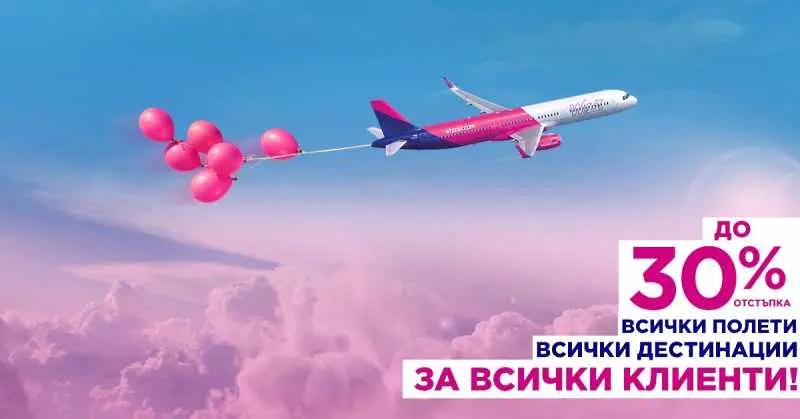 Wizz Air пуска билети с 30% намаление по случай рождения си ден